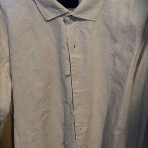 Tommy Bahama White Cotton Jacquard Textured Button Front Shirt